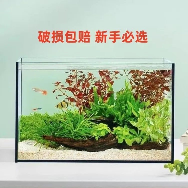 新品直角黑胶玻璃缸家用客厅小型桌面书桌生态造景水族箱金鱼缸
