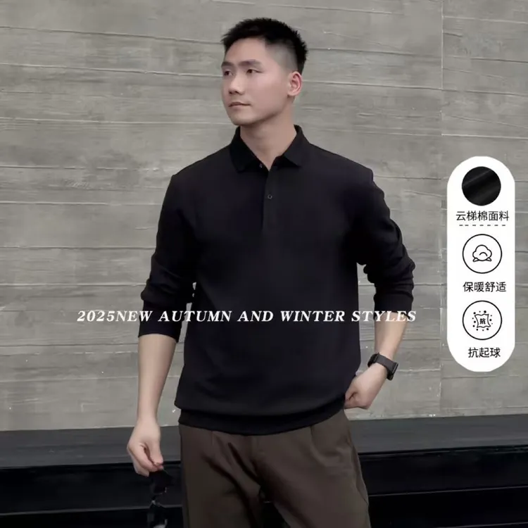 GUOGIEE/古玑【云梯棉】秋冬长袖高级感POLO衫男装上衣商务休闲百搭