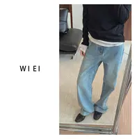 《WI EI》典藏裤*时髦全棉水洗_高级宽松直筒牛仔裤W25303094