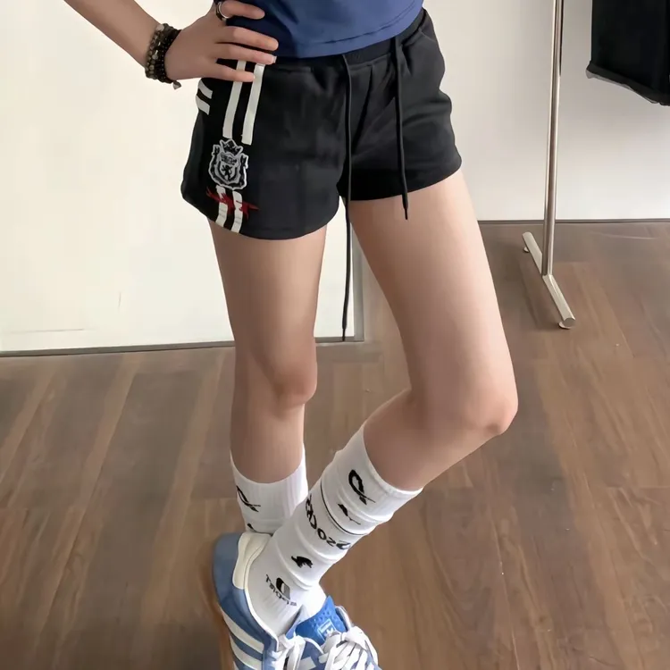 速干七分冰丝实价夏季新款美式勋章休闲辣妹织带运动时尚韩版裤女