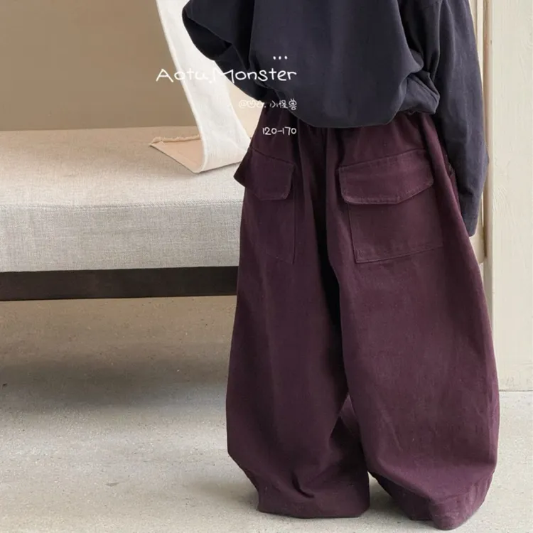 秋季女童韩系复古做旧宽松可束口百搭工装裤