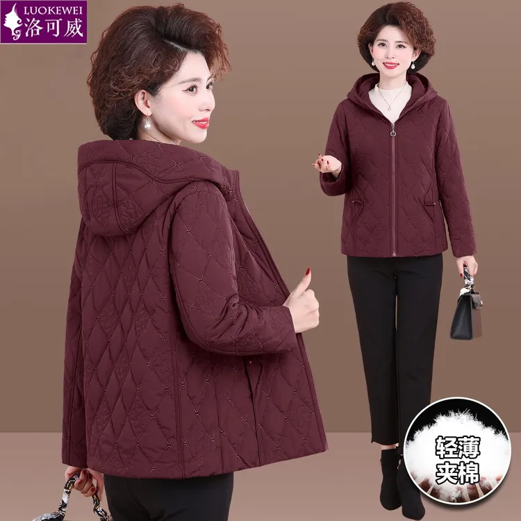 妈妈冬装轻薄棉服奶奶装保暖棉衣中老年人秋冬夹棉外套女棉袄短款