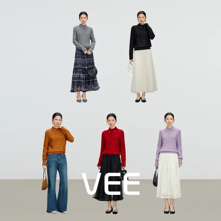 VEE【自在从绒】软糯毛衣女款2025新款羊毛兔毛混纺内搭针织衫女