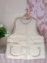 《米粒》83607圆领宽松百搭减龄开衫无袖马夹