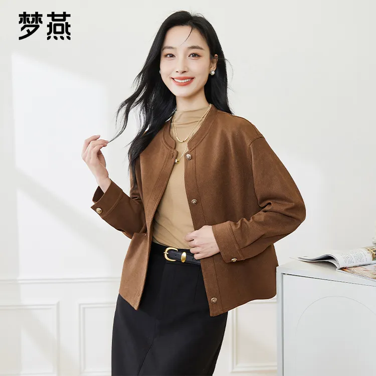 梦燕春秋季女新气质长袖复古百搭上衣宽松短款休闲外套AA08B5500
