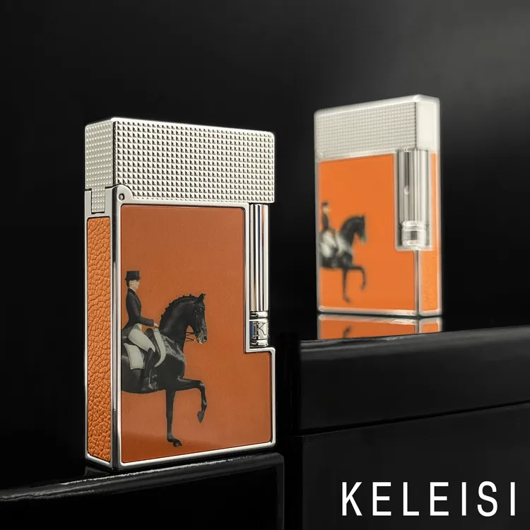 KELEISI克雷斯【爱马人士】高档钢音纯铜朗声充气侧滑打火机