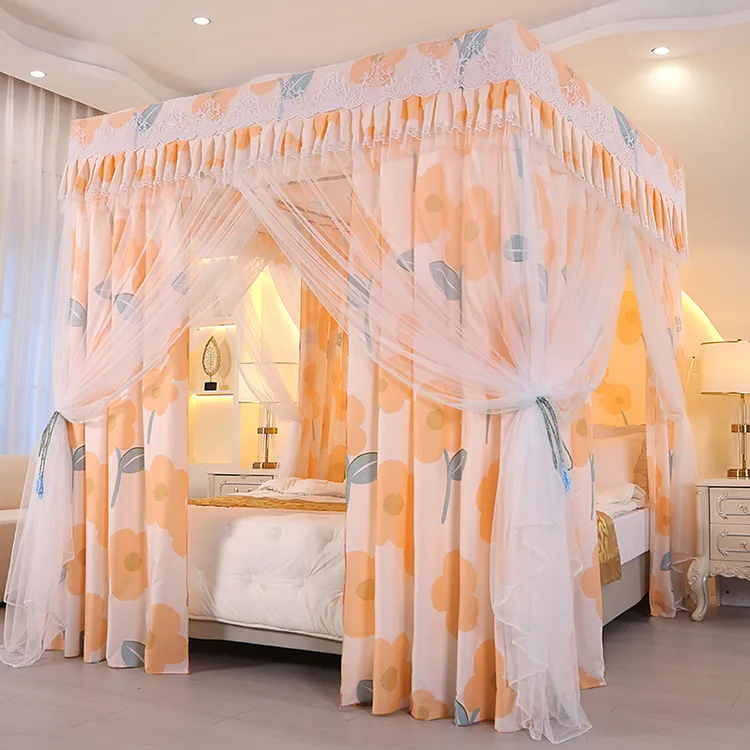 遮光蚊帐家用卧室三开门新款1.8米2.2米双人床1.5米加厚加密1.2米