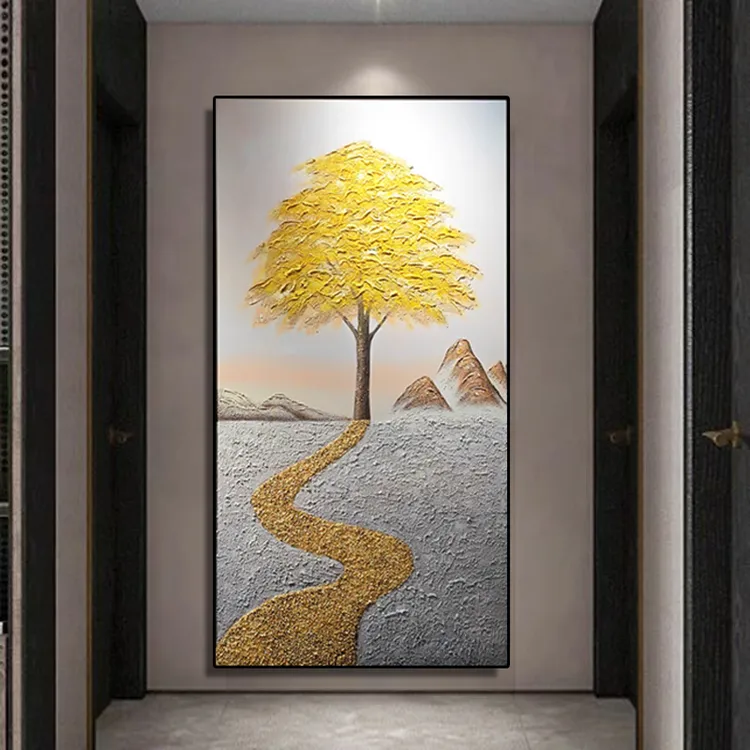 SANYI（黄金发财树）立体手绘油画入户玄关过道走廊装饰画
