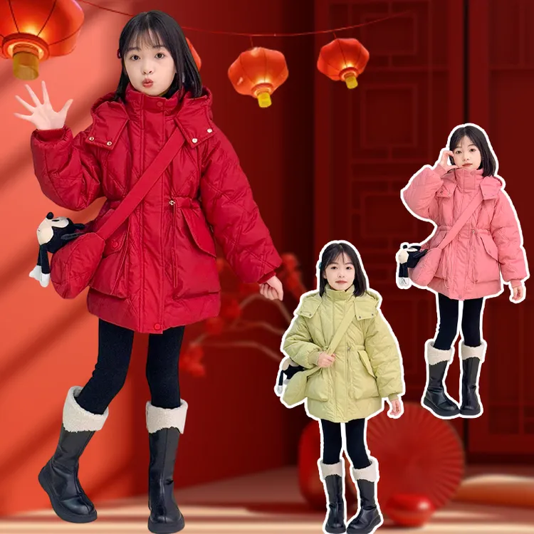 女童冬季加厚棉衣2025新款6-14岁中大童卡通休闲时尚保暖棉服潮