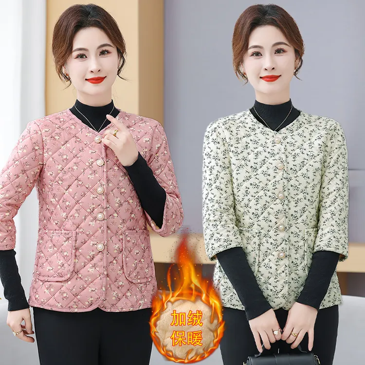 秋冬妈妈新款保暖加厚奶奶背心加绒马甲坎肩中老年人中老年碎花