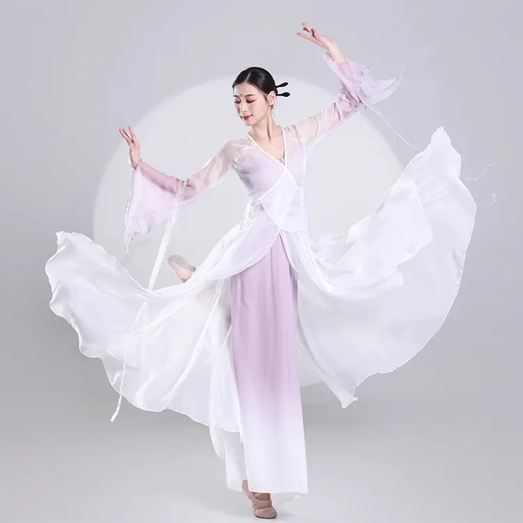 服女飘逸仙气身韵仙气飘飘纱衣练功服中国舞剧目演出表演服装套装
