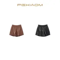 【PGXIAOM】润秀定制黑 红棕两色皮短裤KZ10212                   