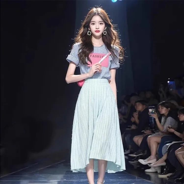 炸街减龄漂亮洋气休闲时尚搭配一整套韩系小个子多巴胺套装裙女夏