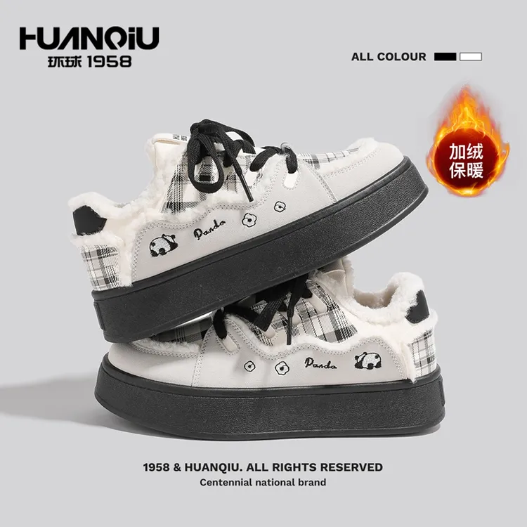 环球加绒大棉百搭厚底小白鞋女冬季学生潮流休闲鞋保暖绒里女鞋
