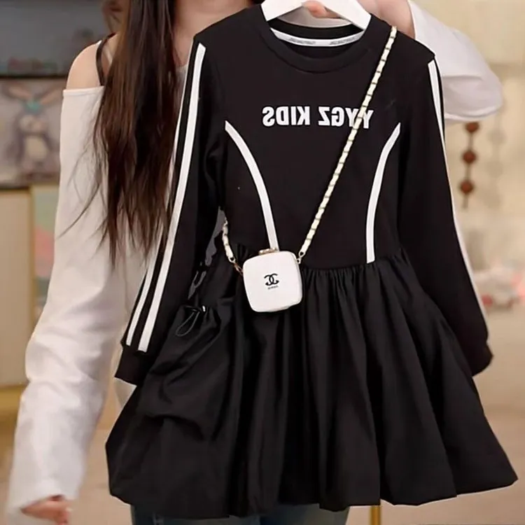 女童连衣裙2025新款儿童裙子春季中大童长袖休闲裙小女孩花苞裙潮