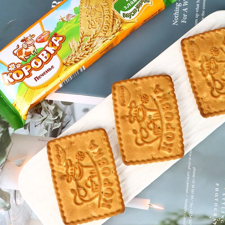 （10包）俄罗斯进口小牛牌谷物小麦饼干85克/袋 保质期到26年1月