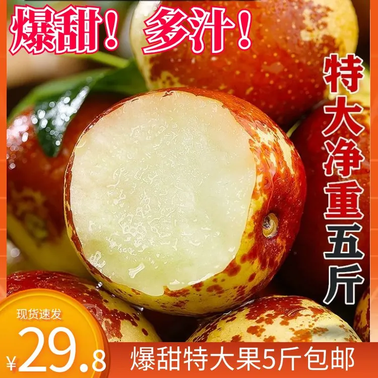 冰糖果沾化冬枣当季鲜枣山东大枣脆甜可口5斤包邮脆甜可口