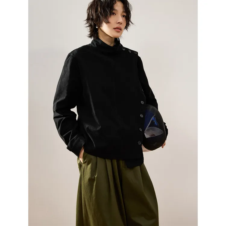 SAMEUOO「击剑玩家」打褶设计小众短款外套秋冬季微收腰显瘦上衣