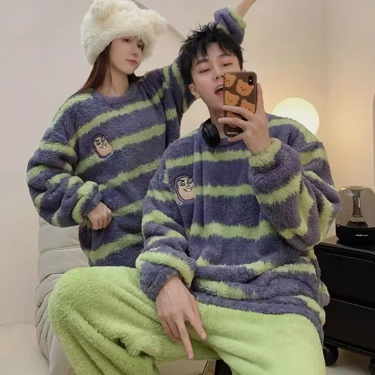 圆领巴斯光年珊瑚绒加绒加厚睡衣秋冬季情侣爆款2025新款家居服