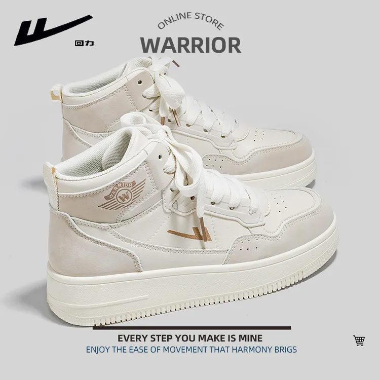 Warrior/回力女鞋高帮板鞋2025秋季百搭休闲运动鞋情侣款厚底板鞋