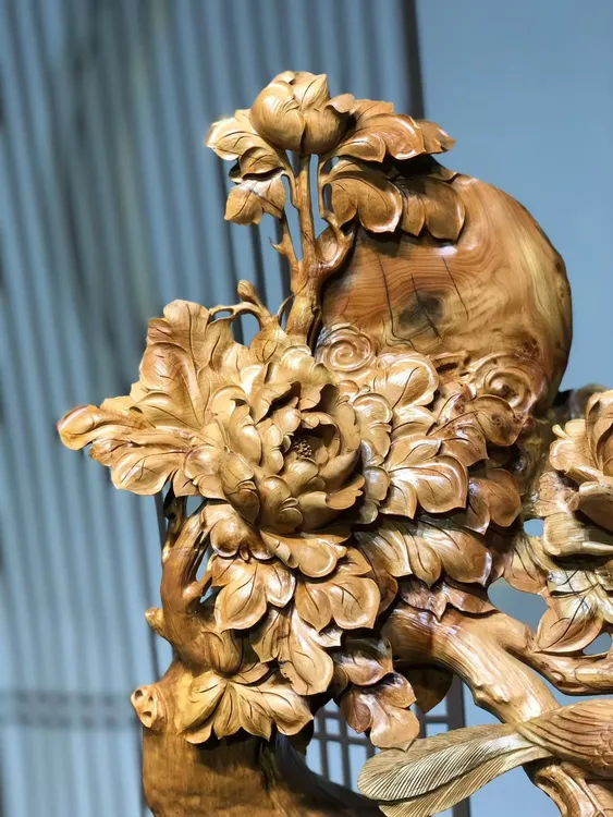 根雕山水花鸟风景木雕摆件迎客松盆景家居装饰品