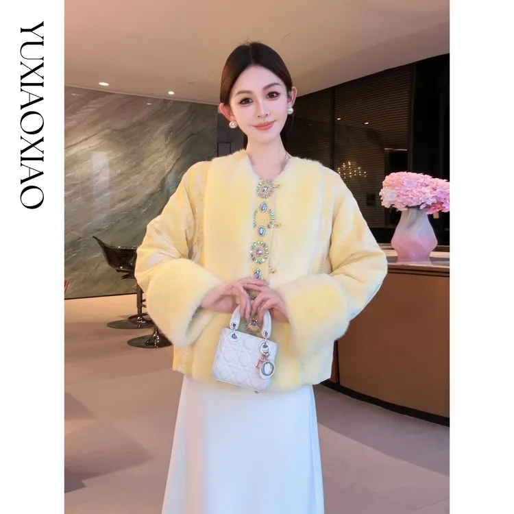 余潇潇【姑苏城外】东方韵味丝绒提花炫彩图案装饰国风羽绒外套