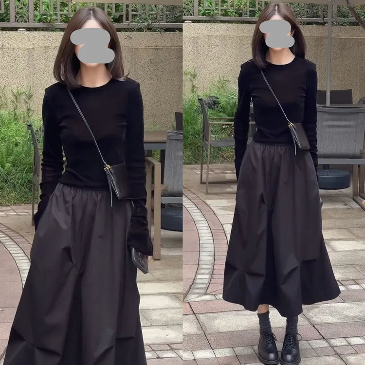 清冷系禅意衣服女2025秋季新款丝绒长袖上衣显瘦设计感半身裙套装
