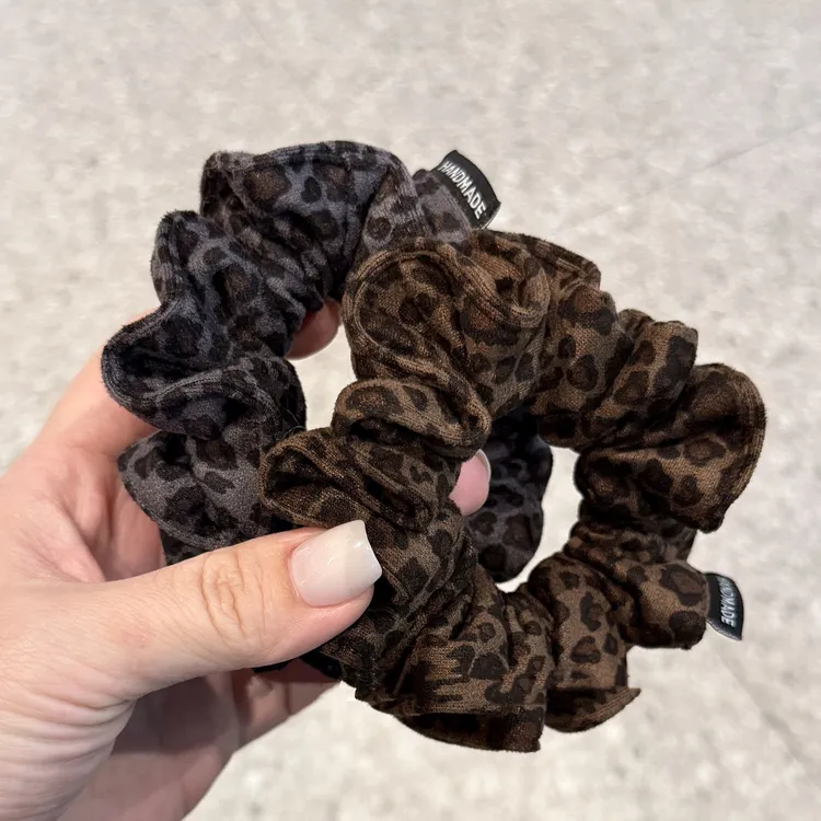 复古好用 麂皮绒豹纹大肠发圈 荷叶边褶皱发绳马尾扎头绳头饰头花