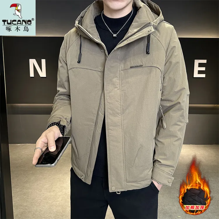 TUCANO/啄木鳥2025秋冬新款加棉加厚保暖潮流帅气连帽夹克外套男