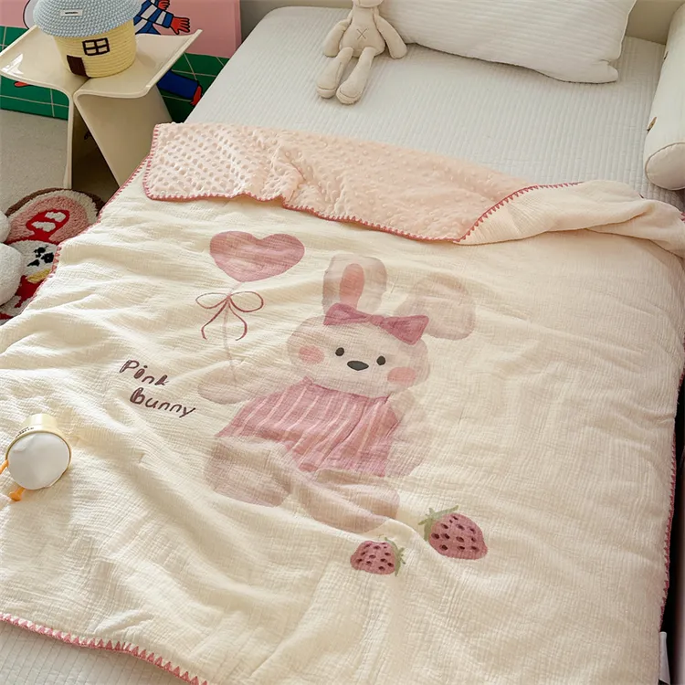 A类母婴级全棉皱皱纱空调儿童夏凉被2025新款纯棉可机洗单人被子3