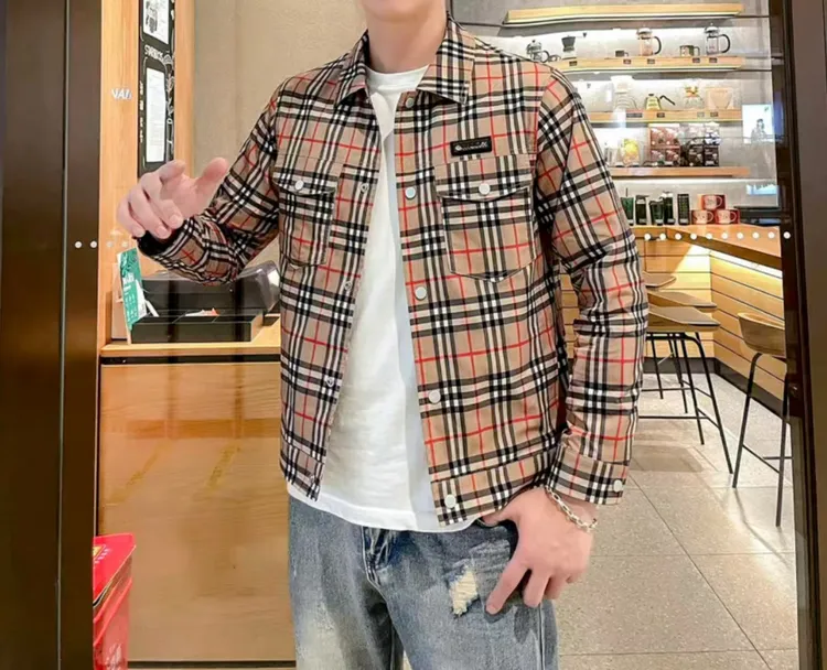 男士格子休闲夹克时尚潮流