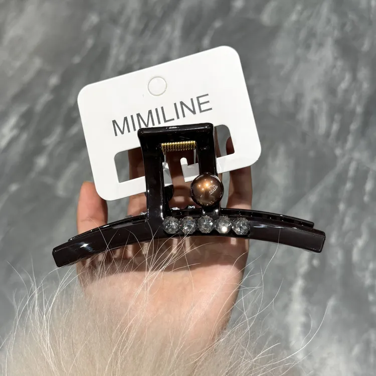 简约风水钻抓夹边夹法式女发夹简约优雅百搭顶夹气质网红时尚黑色