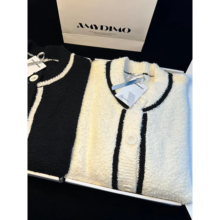 【软糯小香风】针织半边绒睡衣女高级秋冬加厚长袖长裤家居服套装