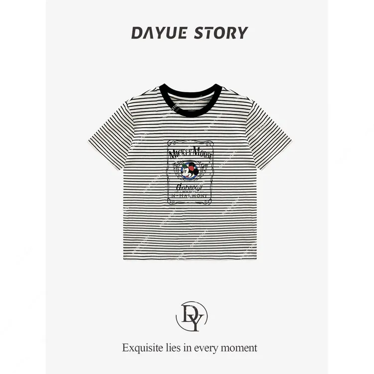DAYUE【可爱米奇】刚需款~经典不过时的米奇T!百搭卡通印花条纹T恤