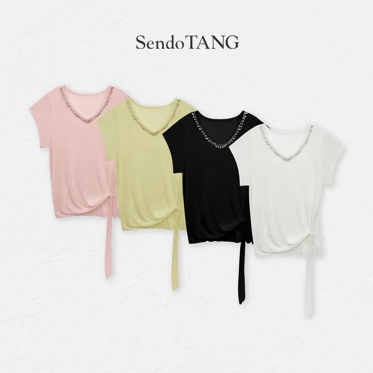 夏日穿搭【夏屿】胖多女装新款休闲时尚高级感百搭短袖上衣