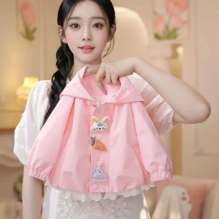 童装儿童女宝宝连帽卡通可爱公主外套春秋季韩版洋气女童上衣