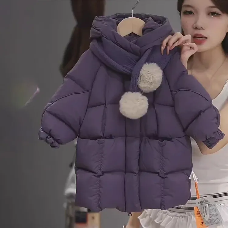 2025年冬季新款儿童男女童中大童连帽棉服防寒服中长款外套棉袄潮