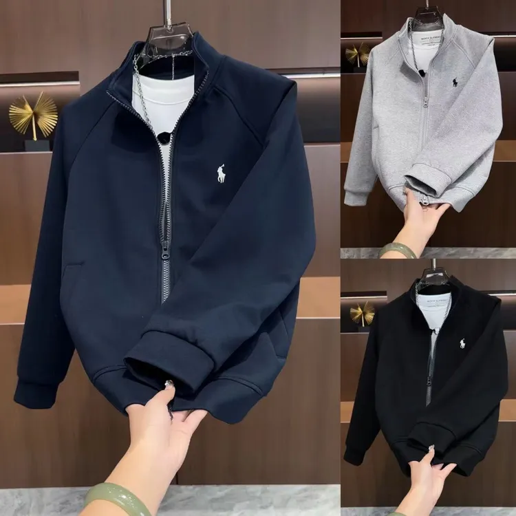 秋季战马刺绣标立领休闲简约百搭外套88811