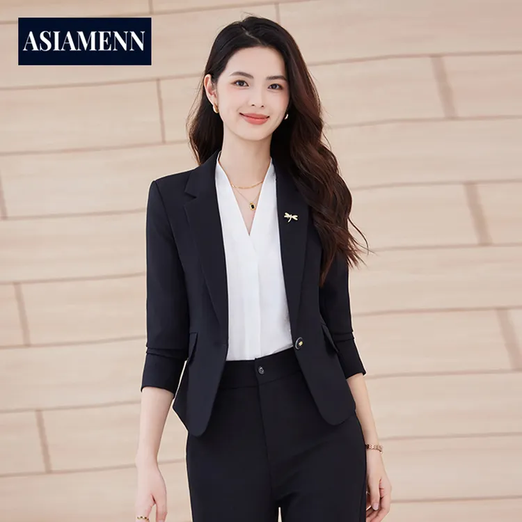韩版修身职业西装小个子通勤装套装2025春秋休闲通勤西服正装长袖