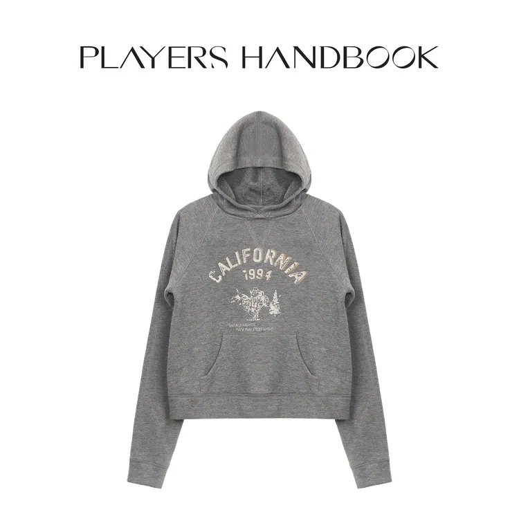 Players Handbook潮流时尚休闲百搭做旧灰连帽卫衣外套 PH2520