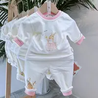 新款秋冬季女童家居服套装白色男女通用婴装长袖6220休闲婴幼儿