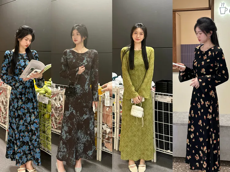 【Alin】摩登女王～45度斜裁轻奢显瘦气质连衣裙喇叭袖修身收腰长裙