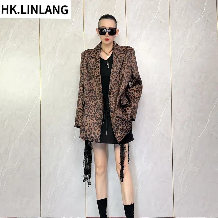 香港 Lin Lang伦哥私定 I时尚潮流印花轻奢百搭豹纹西装 0228#