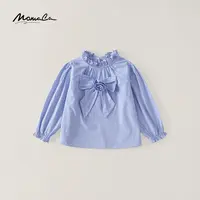 MOMOCO秋季女童韩版洋气甜美蝴蝶结条纹衬衫77730129014
