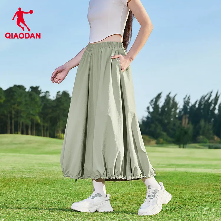 乔丹A字花苞半身裙女2025夏季新款户外工装风冰感百搭显瘦长裙子