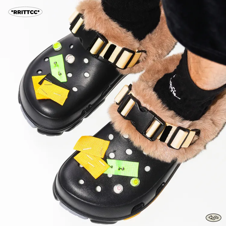 RRITTCC"测绘师"棉鞋男女外穿冬季加绒洞洞棉拖一脚蹬懒人半拖鞋