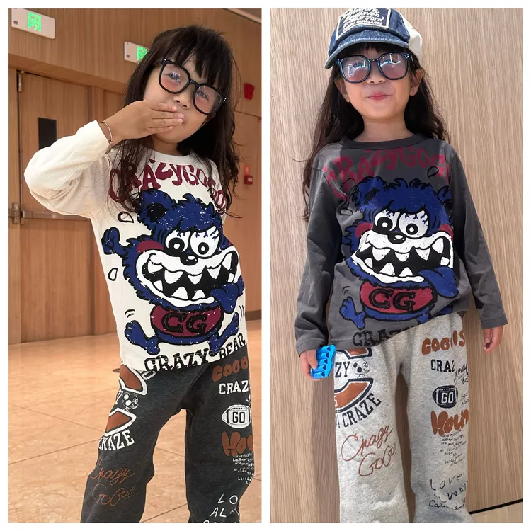 25年春秋新款jam童装日系儿童卡通印花长袖T恤男女宝宝打底衫上衣