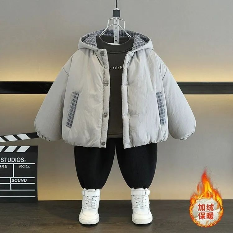 男童棉服外套2025冬款新款小男孩冬装加厚保暖儿童冬季连帽棉衣潮