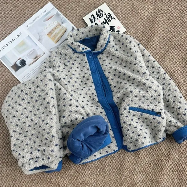 点撞色珊瑚绒韩系简约波睡衣女款秋冬季长袖长裤可外穿家居服套装