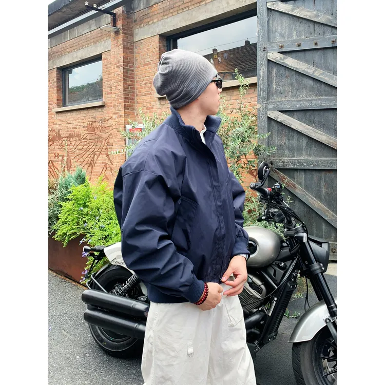 美式立领藏青色工装教练飞行夹克外套男秋季cleanfit潮牌短款上衣